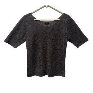 Gap Womens Large Gray Mohair Blend Short Sleeve Pullover Sweater Quiet Luxury